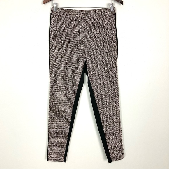 Anthropologie Lilka Tweed Ponte Leggings Women’s Size S Pull On Button Accent - Picture 2 of 9
